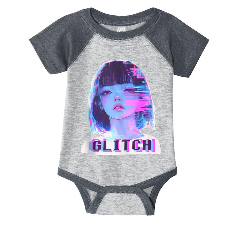 Japanese Vaporwave Edgy Sad Glitch Girl Anime Aesthetic Infant Baby Jersey Bodysuit
