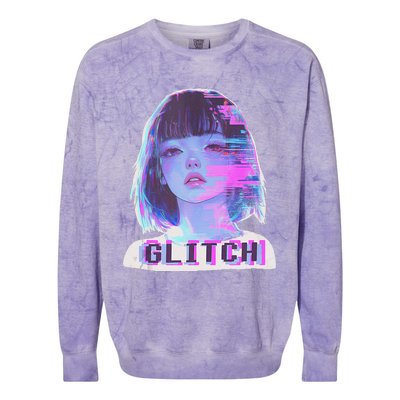 Japanese Vaporwave Edgy Sad Glitch Anime Aesthetic Colorblast Crewneck Sweatshirt