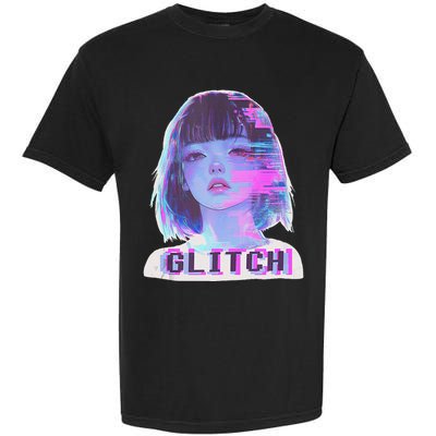 Japanese Vaporwave Edgy Sad Glitch Anime Aesthetic Garment-Dyed Heavyweight T-Shirt