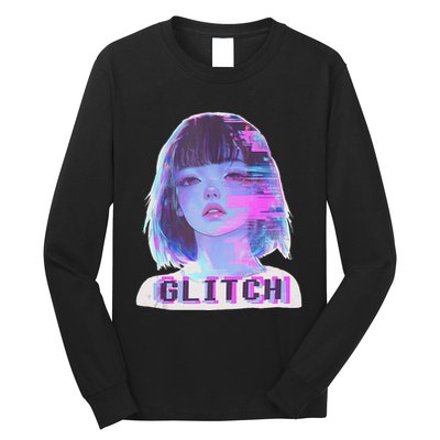 Japanese Vaporwave Edgy Sad Glitch Anime Aesthetic Long Sleeve Shirt