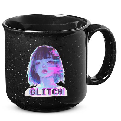 Japanese Vaporwave Edgy Sad Glitch Anime Aesthetic 15oz Campfire Ceramic Mug