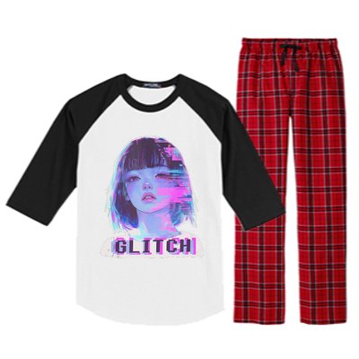 Japanese Vaporwave Edgy Sad Glitch Anime Aesthetic Raglan Sleeve Pajama Set