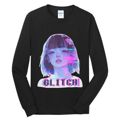 Japanese Vaporwave Edgy Sad Glitch Anime Aesthetic Tall Long Sleeve T-Shirt