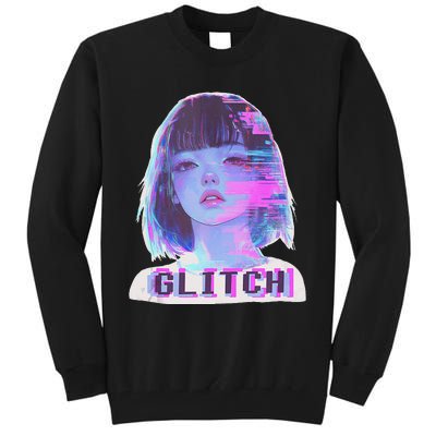 Japanese Vaporwave Edgy Sad Glitch Anime Aesthetic Tall Sweatshirt