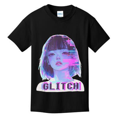 Japanese Vaporwave Edgy Sad Glitch Anime Aesthetic Kids T-Shirt