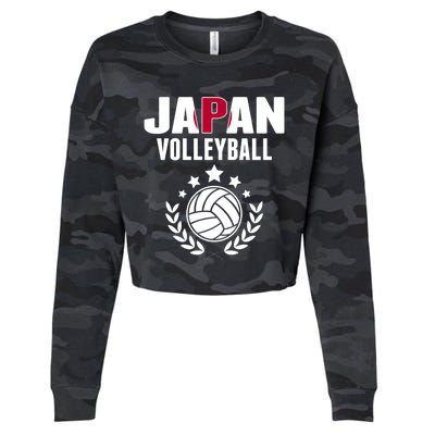 Japan Volleyball Fans Jersey Cute Gift Japanese Flag Sport Lovers Gift Cropped Pullover Crew