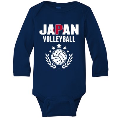 Japan Volleyball Fans Jersey Cute Gift Japanese Flag Sport Lovers Gift Baby Long Sleeve Bodysuit