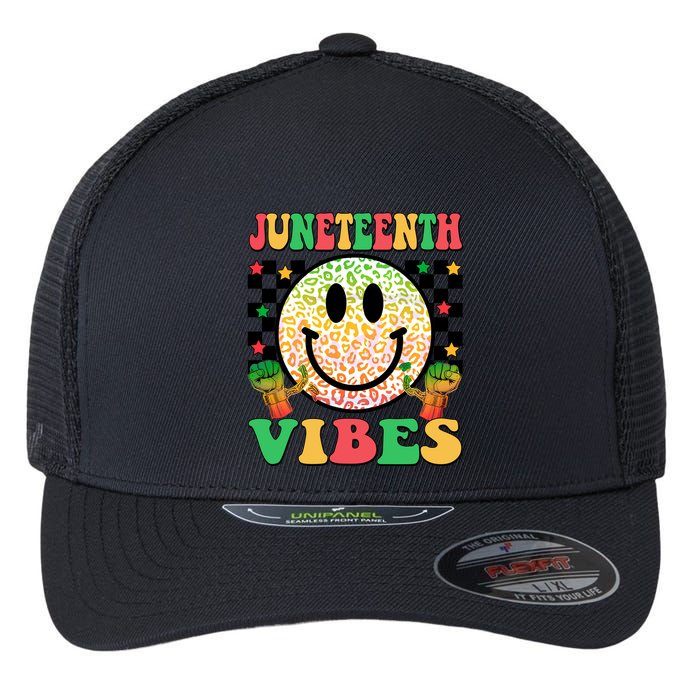 Junenth Vibes Freedom Day 1865 Black History Month Groovy Gift Flexfit Unipanel Trucker Cap