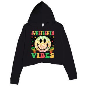 Junenth Vibes Freedom Day 1865 Black History Month Groovy Gift Crop Fleece Hoodie