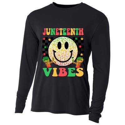 Junenth Vibes Freedom Day 1865 Black History Month Groovy Gift Cooling Performance Long Sleeve Crew