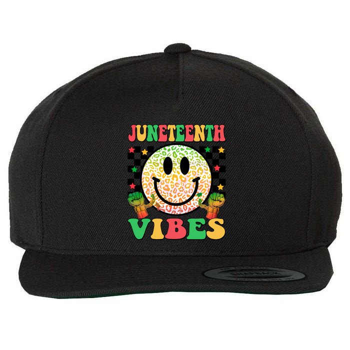 Junenth Vibes Freedom Day 1865 Black History Month Groovy Gift Wool Snapback Cap