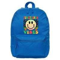 Junenth Vibes Freedom Day 1865 Black History Month Groovy Gift 16 in Basic Backpack