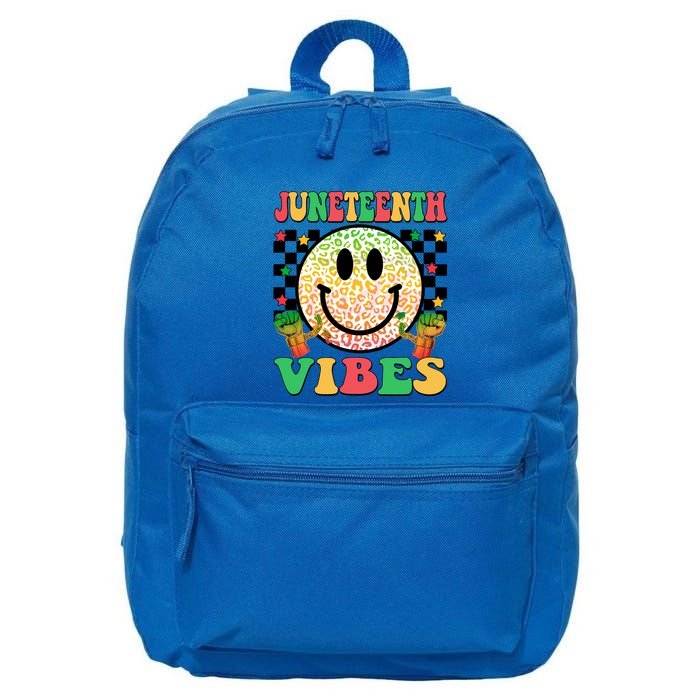 Junenth Vibes Freedom Day 1865 Black History Month Groovy Gift 16 in Basic Backpack
