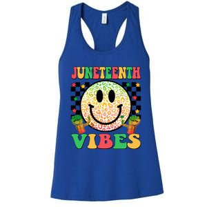 Junenth Vibes Freedom Day 1865 Black History Month Groovy Gift Women's Racerback Tank