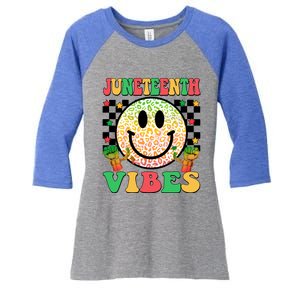 Junenth Vibes Freedom Day 1865 Black History Month Groovy Gift Women's Tri-Blend 3/4-Sleeve Raglan Shirt