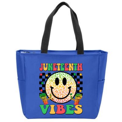 Junenth Vibes Freedom Day 1865 Black History Month Groovy Gift Zip Tote Bag