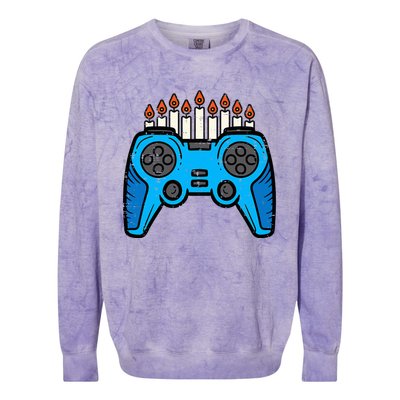 Jewish Video Game Gamer Hanukkah Chanukah  Colorblast Crewneck Sweatshirt