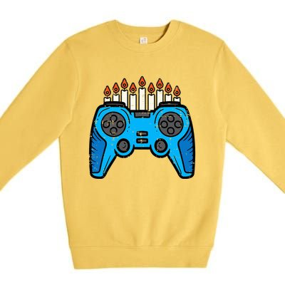 Jewish Video Game Gamer Hanukkah Chanukah  Premium Crewneck Sweatshirt