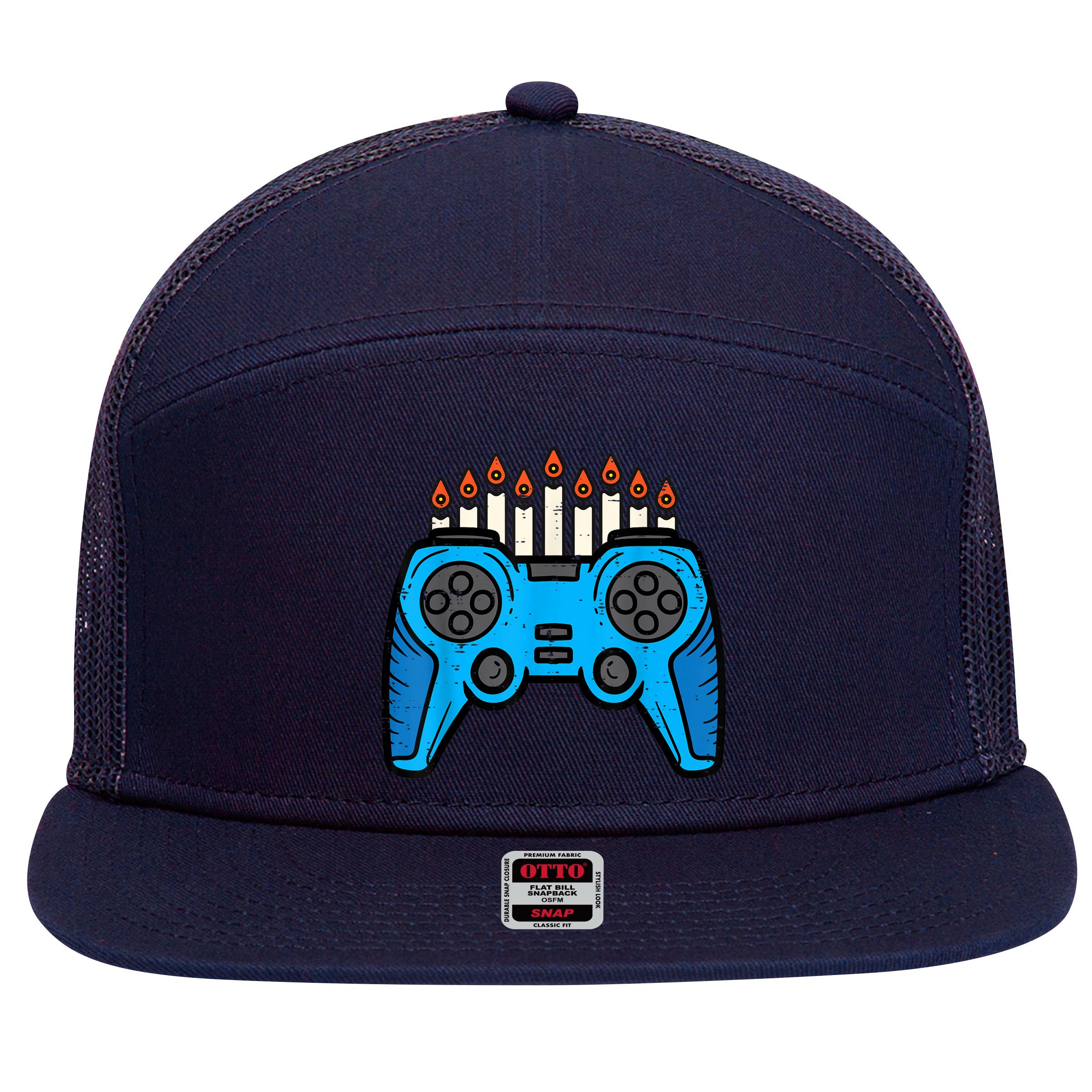 Jewish Video Game Gamer Hanukkah Chanukah     7 Panel Mesh Trucker Snapback Hat