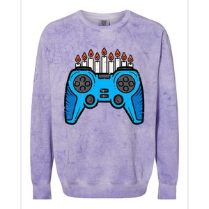 Jewish Video Game Gamer Hanukkah Chanukah  Colorblast Crewneck Sweatshirt