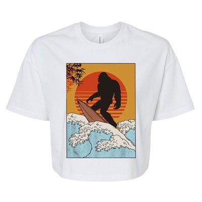 Japanese Vintage Kanagawa Art Surfing Bigfoot Hanging Ten Bella+Canvas Jersey Crop Tee