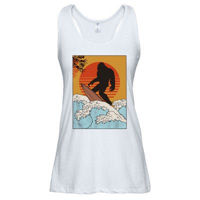 Japanese Vintage Kanagawa Art Surfing Bigfoot Hanging Ten Ladies Essential Flowy Tank