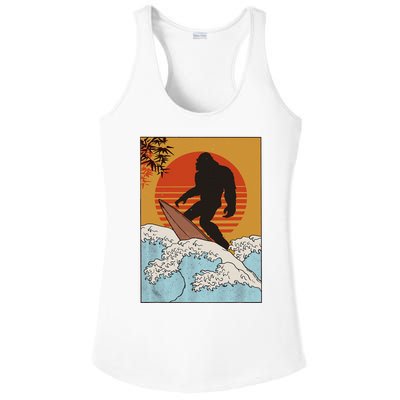 Japanese Vintage Kanagawa Art Surfing Bigfoot Hanging Ten Ladies PosiCharge Competitor Racerback Tank