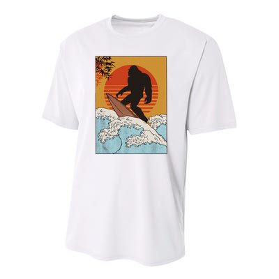 Japanese Vintage Kanagawa Art Surfing Bigfoot Hanging Ten Youth Performance Sprint T-Shirt