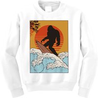 Japanese Vintage Kanagawa Art Surfing Bigfoot Hanging Ten Kids Sweatshirt