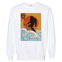 Japanese Vintage Kanagawa Art Surfing Bigfoot Hanging Ten Garment-Dyed Sweatshirt