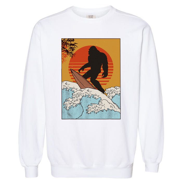 Japanese Vintage Kanagawa Art Surfing Bigfoot Hanging Ten Garment-Dyed Sweatshirt