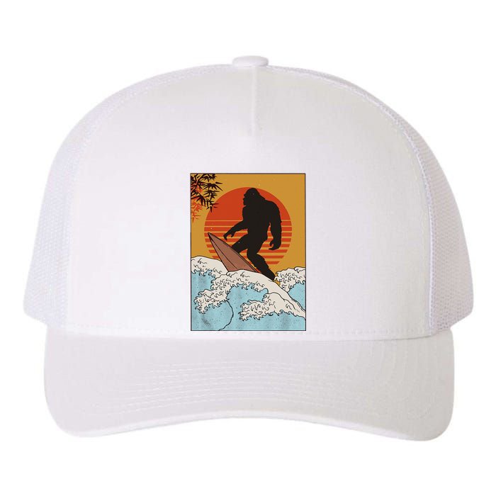 Japanese Vintage Kanagawa Art Surfing Bigfoot Hanging Ten Yupoong Adult 5-Panel Trucker Hat