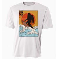 Japanese Vintage Kanagawa Art Surfing Bigfoot Hanging Ten Cooling Performance Crew T-Shirt