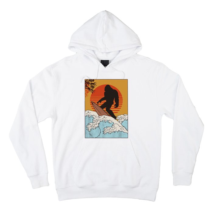 Japanese Vintage Kanagawa Art Surfing Bigfoot Hanging Ten Hoodie