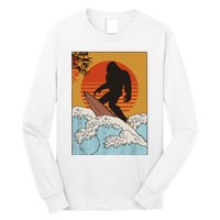 Japanese Vintage Kanagawa Art Surfing Bigfoot Hanging Ten Long Sleeve Shirt