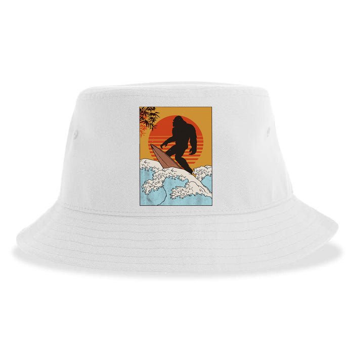 Japanese Vintage Kanagawa Art Surfing Bigfoot Hanging Ten Sustainable Bucket Hat