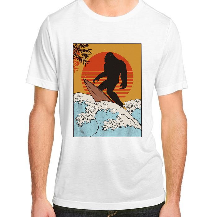 Japanese Vintage Kanagawa Art Surfing Bigfoot Hanging Ten Adult ChromaSoft Performance T-Shirt