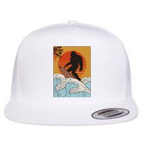 Japanese Vintage Kanagawa Art Surfing Bigfoot Hanging Ten Flat Bill Trucker Hat