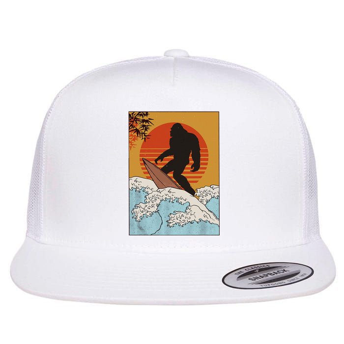 Japanese Vintage Kanagawa Art Surfing Bigfoot Hanging Ten Flat Bill Trucker Hat