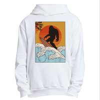 Japanese Vintage Kanagawa Art Surfing Bigfoot Hanging Ten Urban Pullover Hoodie