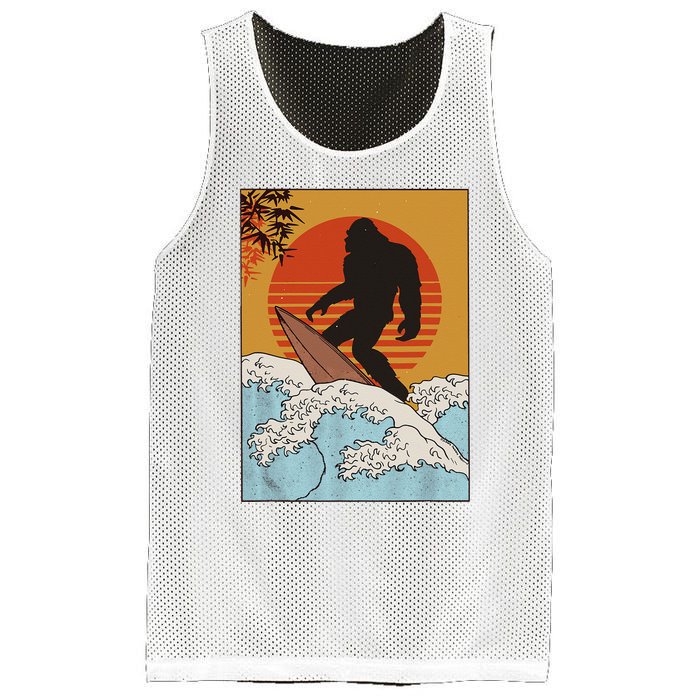 Japanese Vintage Kanagawa Art Surfing Bigfoot Hanging Ten Mesh Reversible Basketball Jersey Tank