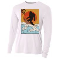 Japanese Vintage Kanagawa Art Surfing Bigfoot Hanging Ten Cooling Performance Long Sleeve Crew