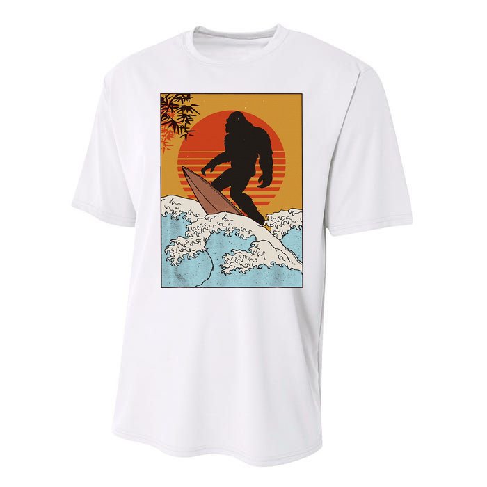 Japanese Vintage Kanagawa Art Surfing Bigfoot Hanging Ten Performance Sprint T-Shirt