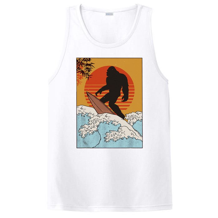 Japanese Vintage Kanagawa Art Surfing Bigfoot Hanging Ten PosiCharge Competitor Tank