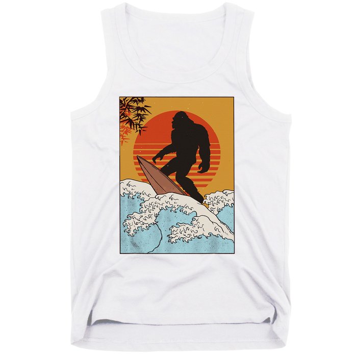 Japanese Vintage Kanagawa Art Surfing Bigfoot Hanging Ten Tank Top