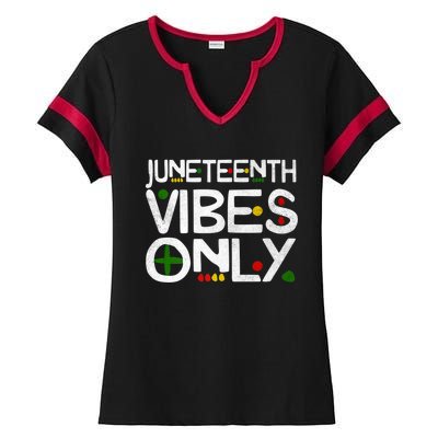 Juneteenth Vibes Only Melanin Black Africa America Gift Ladies Halftime Notch Neck Tee