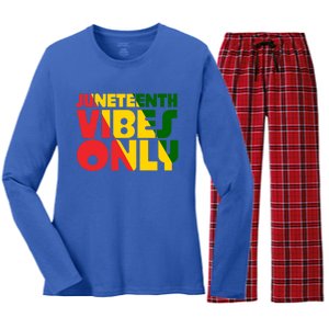 Juneteenth Vibes Only African America Flag Indepedence Day Gift Women's Long Sleeve Flannel Pajama Set 