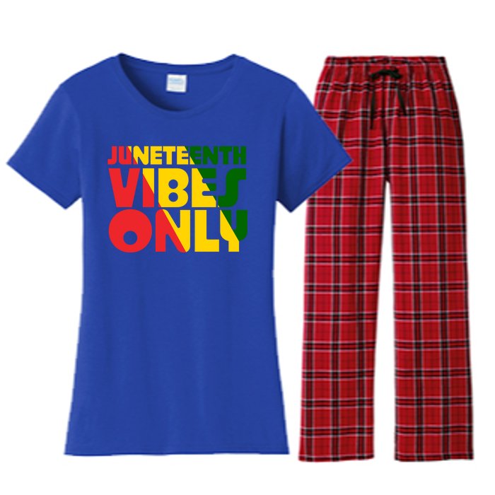 Juneteenth Vibes Only African America Flag Indepedence Day Gift Women's Flannel Pajama Set