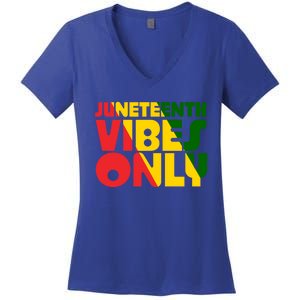 Juneteenth Vibes Only African America Flag Indepedence Day Gift Women's V-Neck T-Shirt