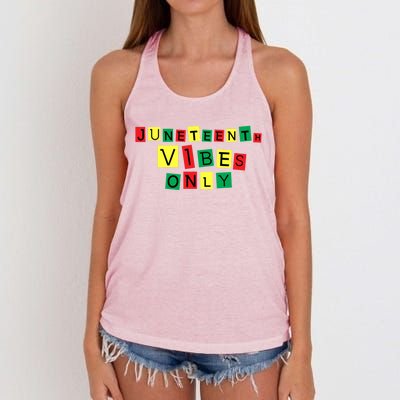 Juneteenth Vibes Only Black African America Independence Day Gift Women's Knotted Racerback Tank